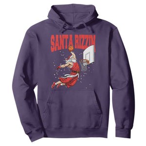 Santa Basketball Christmas Hoodie He Is Rizzin TS14 Purple Print Your Wear