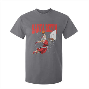 Santa Basketball Christmas T Shirt For Kid He Is Rizzin TS14 Charcoal Print Your Wear