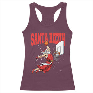 Santa Basketball Christmas Racerback Tank Top He Is Rizzin TS14 Maroon Print Your Wear