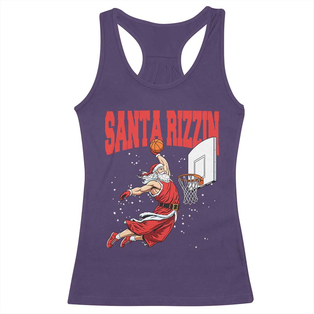 Santa Basketball Christmas Racerback Tank Top He Is Rizzin TS14 Purple Print Your Wear