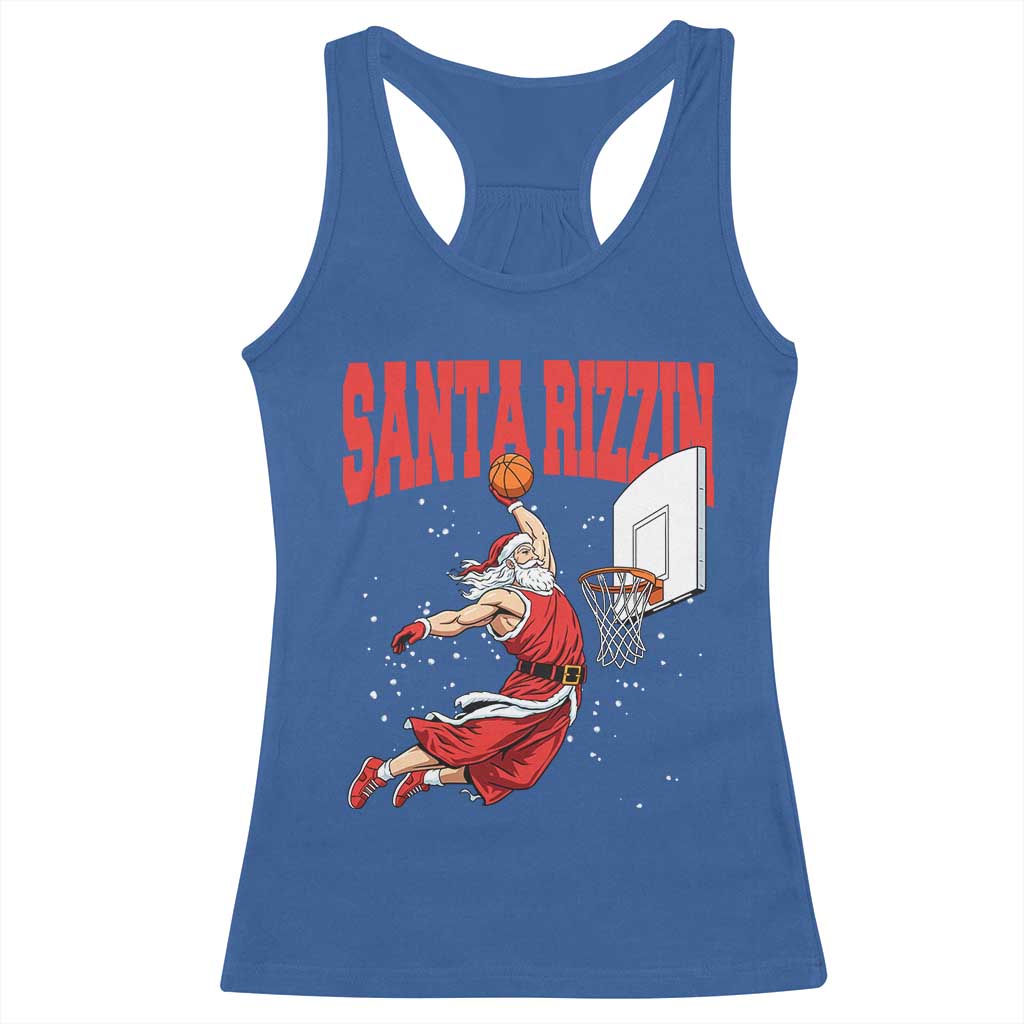Santa Basketball Christmas Racerback Tank Top He Is Rizzin TS14 Royal Blue Print Your Wear