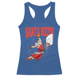 Santa Basketball Christmas Racerback Tank Top He Is Rizzin TS14 Royal Blue Print Your Wear