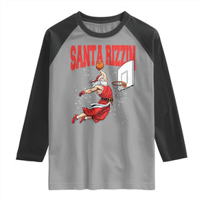 Santa Basketball Christmas Raglan Shirt He Is Rizzin TS14 Sport Gray Black Print Your Wear