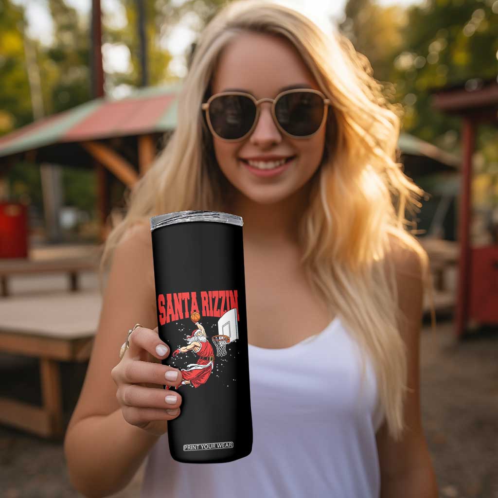 Santa Basketball Christmas Skinny Tumbler He Is Rizzin TS14 Print Your Wear