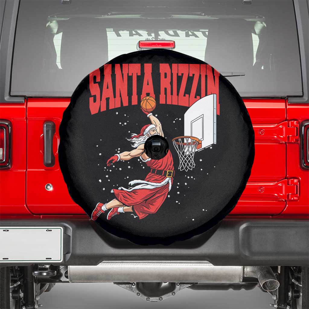 Santa Basketball Christmas Spare Tire Cover He Is Rizzin TS14 Black Print Your Wear