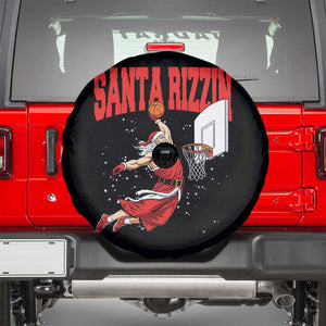 Santa Basketball Christmas Spare Tire Cover He Is Rizzin TS14 Black Print Your Wear
