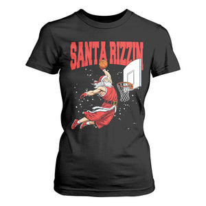 Santa Basketball Christmas T Shirt For Women He Is Rizzin TS14 Black Print Your Wear