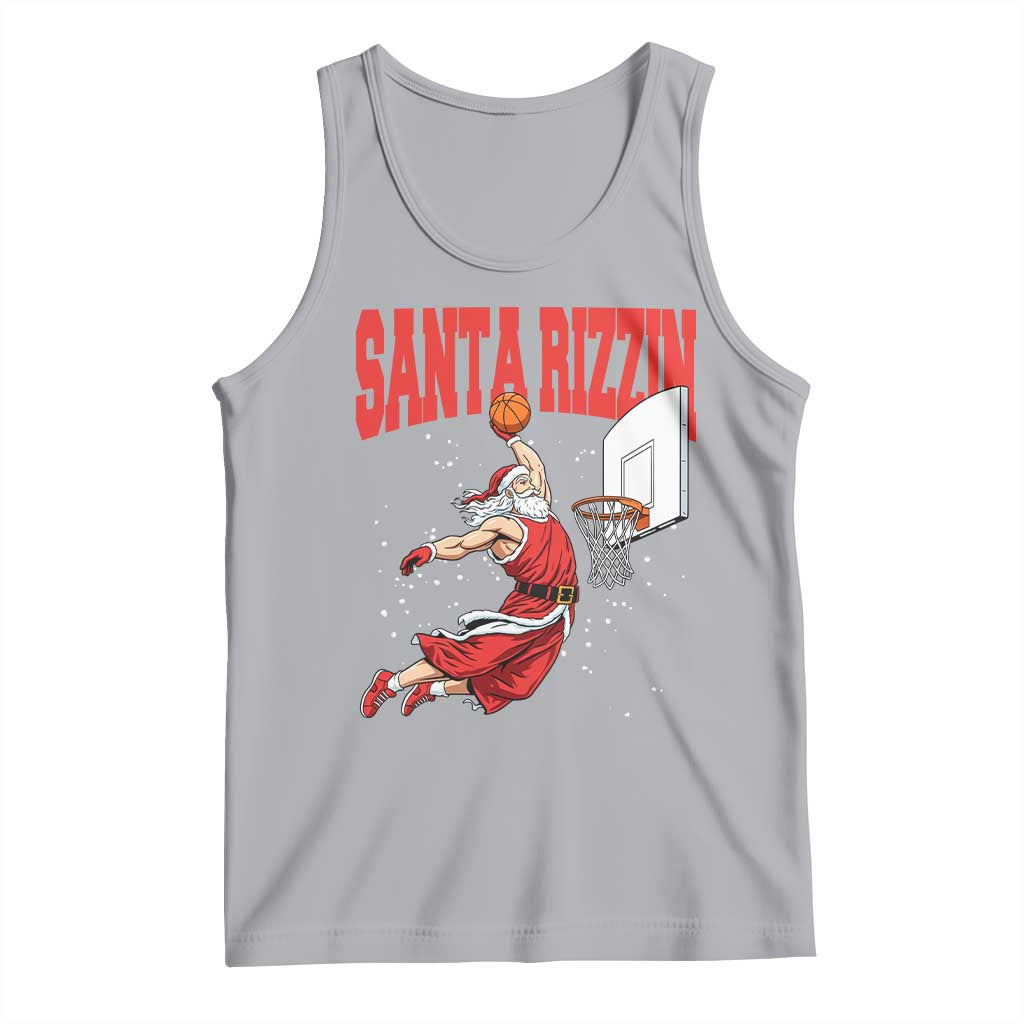 Santa Basketball Christmas Tank Top He Is Rizzin TS14 Athletic Heather Print Your Wear