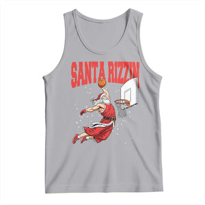 Santa Basketball Christmas Tank Top He Is Rizzin TS14 Athletic Heather Print Your Wear