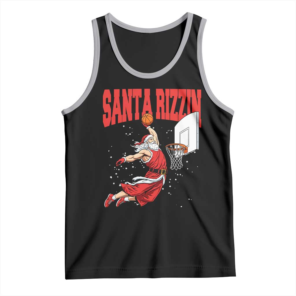 Santa Basketball Christmas Tank Top He Is Rizzin TS14 Black Athletic Heather Print Your Wear