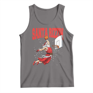 Santa Basketball Christmas Tank Top He Is Rizzin TS14 Deep Heather Print Your Wear