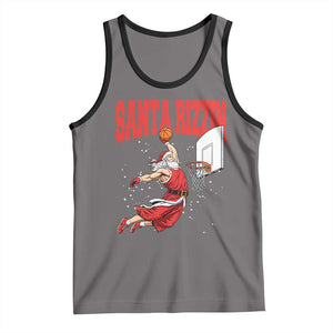 Santa Basketball Christmas Tank Top He Is Rizzin TS14 Deep Heather Black Print Your Wear