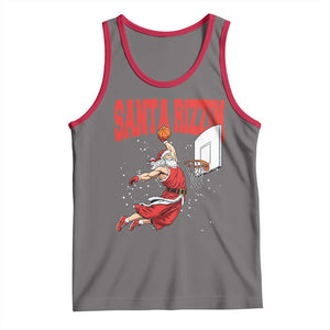 Santa Basketball Christmas Tank Top He Is Rizzin TS14 Deep Heather Red Print Your Wear