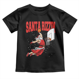 Santa Basketball Christmas Toddler T Shirt He Is Rizzin TS14 Black Print Your Wear