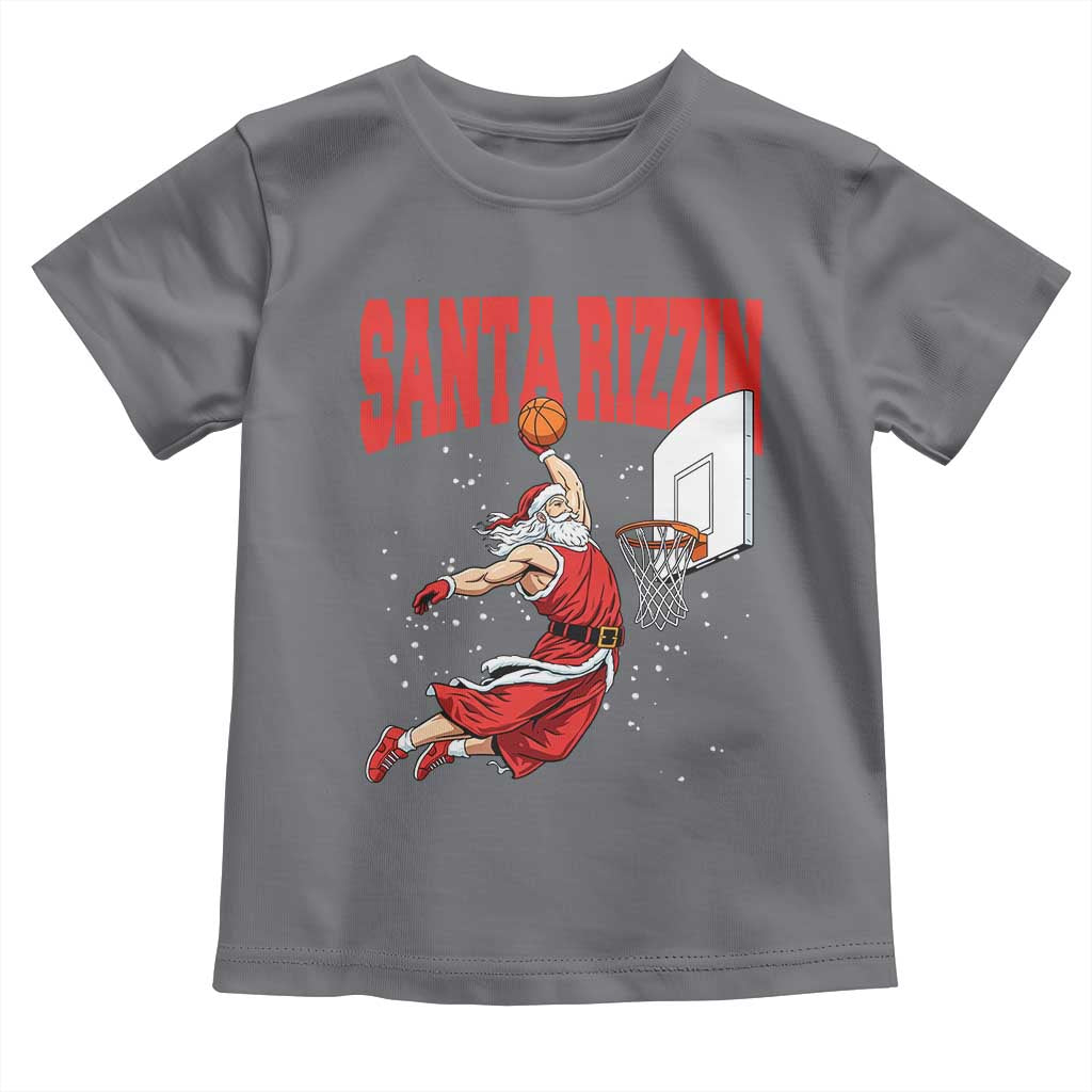 Santa Basketball Christmas Toddler T Shirt He Is Rizzin TS14 Charcoal Print Your Wear