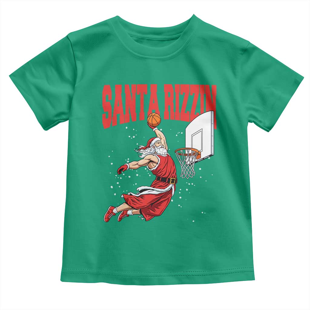 Santa Basketball Christmas Toddler T Shirt He Is Rizzin TS14 Irish Green Print Your Wear