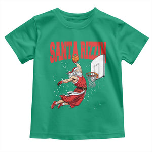 Santa Basketball Christmas Toddler T Shirt He Is Rizzin TS14 Irish Green Print Your Wear