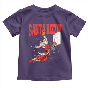 Santa Basketball Christmas Toddler T Shirt He Is Rizzin TS14 Purple Print Your Wear