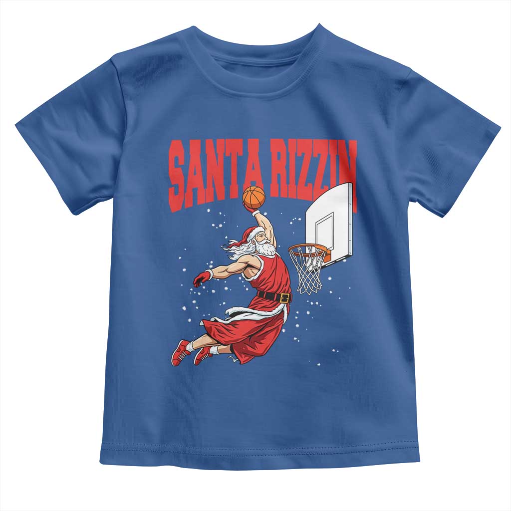 Santa Basketball Christmas Toddler T Shirt He Is Rizzin TS14 Royal Blue Print Your Wear