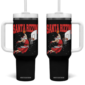 Santa Basketball Christmas Tumbler With Handle He Is Rizzin TS14 One Size: 40 oz Black Print Your Wear