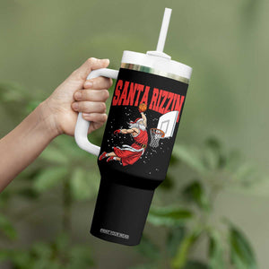 Santa Basketball Christmas Tumbler With Handle He Is Rizzin TS14 Print Your Wear