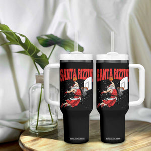 Santa Basketball Christmas Tumbler With Handle He Is Rizzin TS14 Print Your Wear