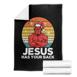 Funny Satan Christmas Throw Blanket Jesus Has Your Back TS14 Black Print Your Wear