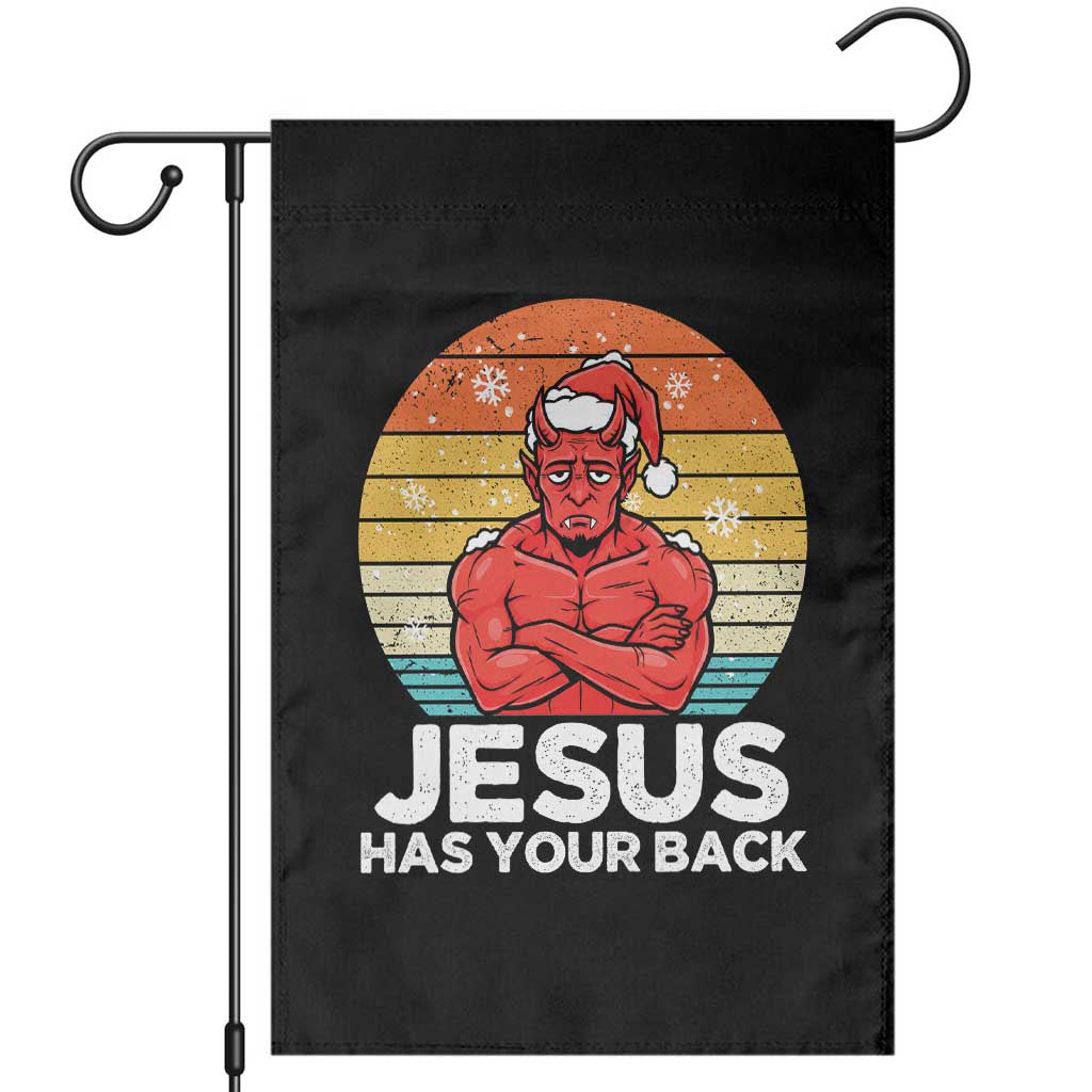 Funny Satan Christmas Garden Flag Jesus Has Your Back TS14 Black Print Your Wear