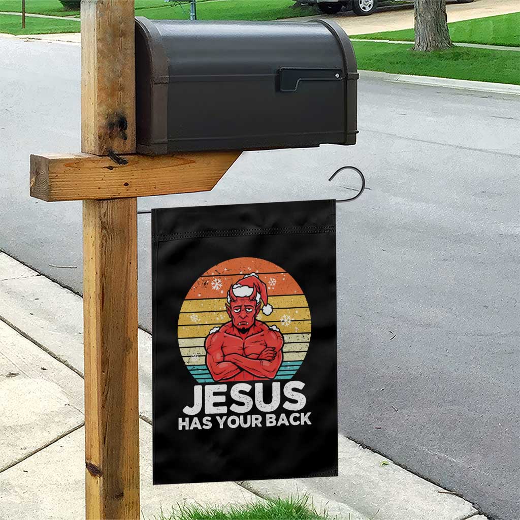 Funny Satan Christmas Garden Flag Jesus Has Your Back TS14 Print Your Wear