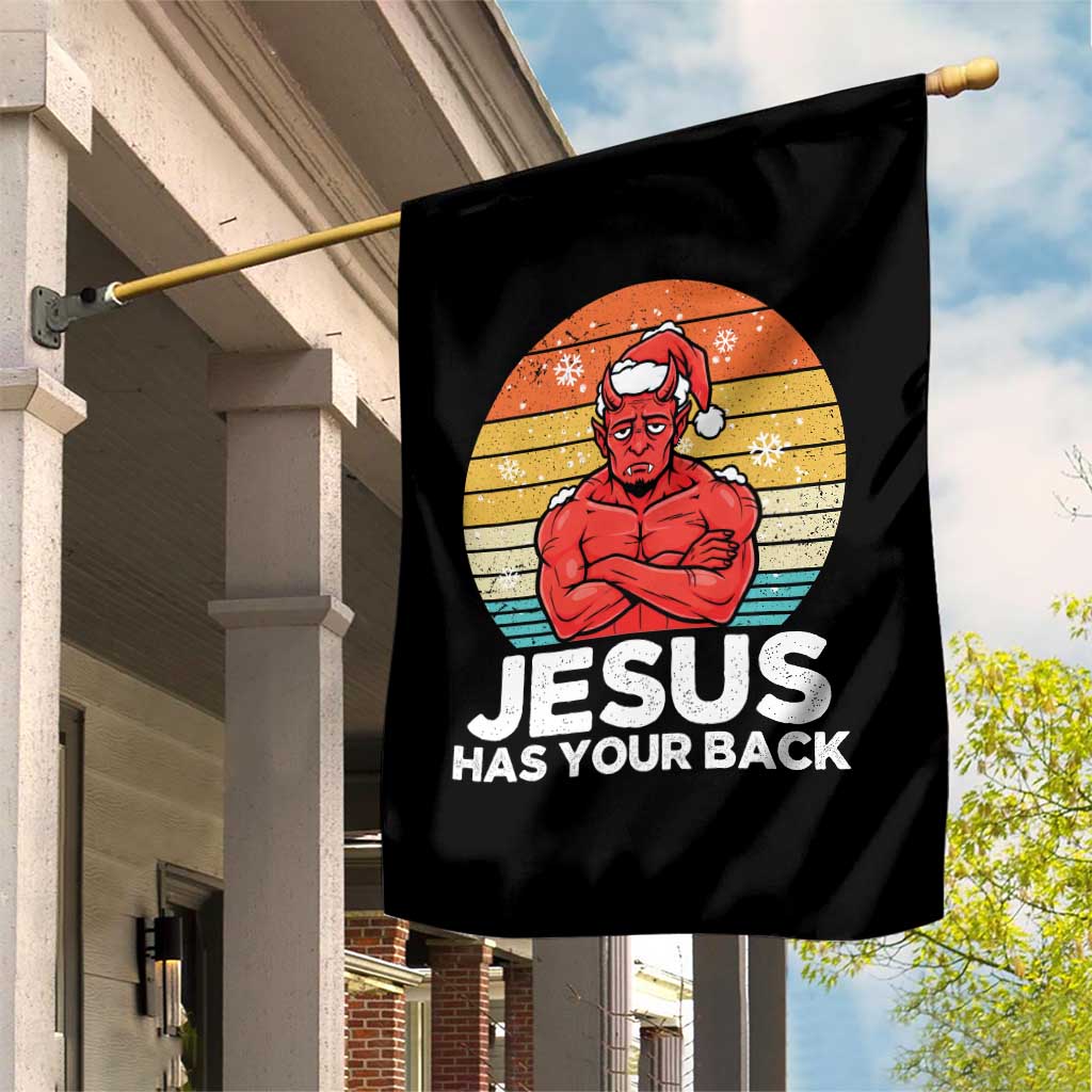 Funny Satan Christmas Garden Flag Jesus Has Your Back TS14 Print Your Wear