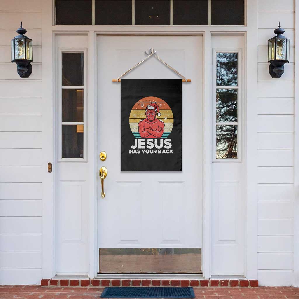 Funny Satan Christmas Garden Flag Jesus Has Your Back TS14 Print Your Wear