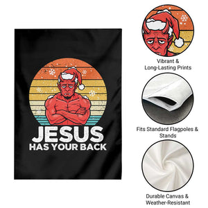 Funny Satan Christmas Garden Flag Jesus Has Your Back TS14 Print Your Wear