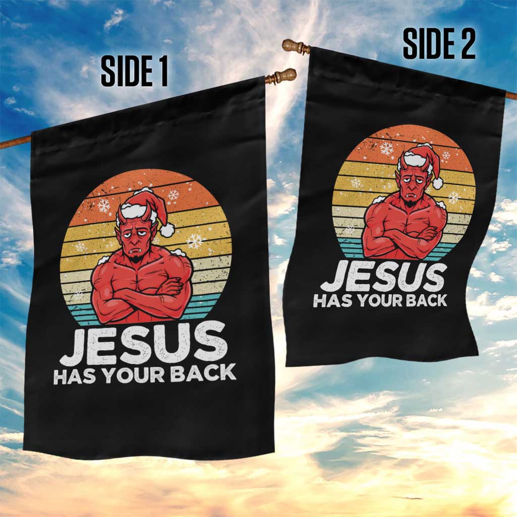 Funny Satan Christmas Garden Flag Jesus Has Your Back TS14 Print Your Wear