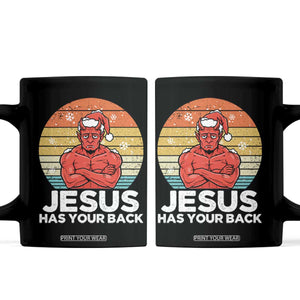 Funny Satan Christmas Coffee Mug Jesus Has Your Back TS14 Black Print Your Wear