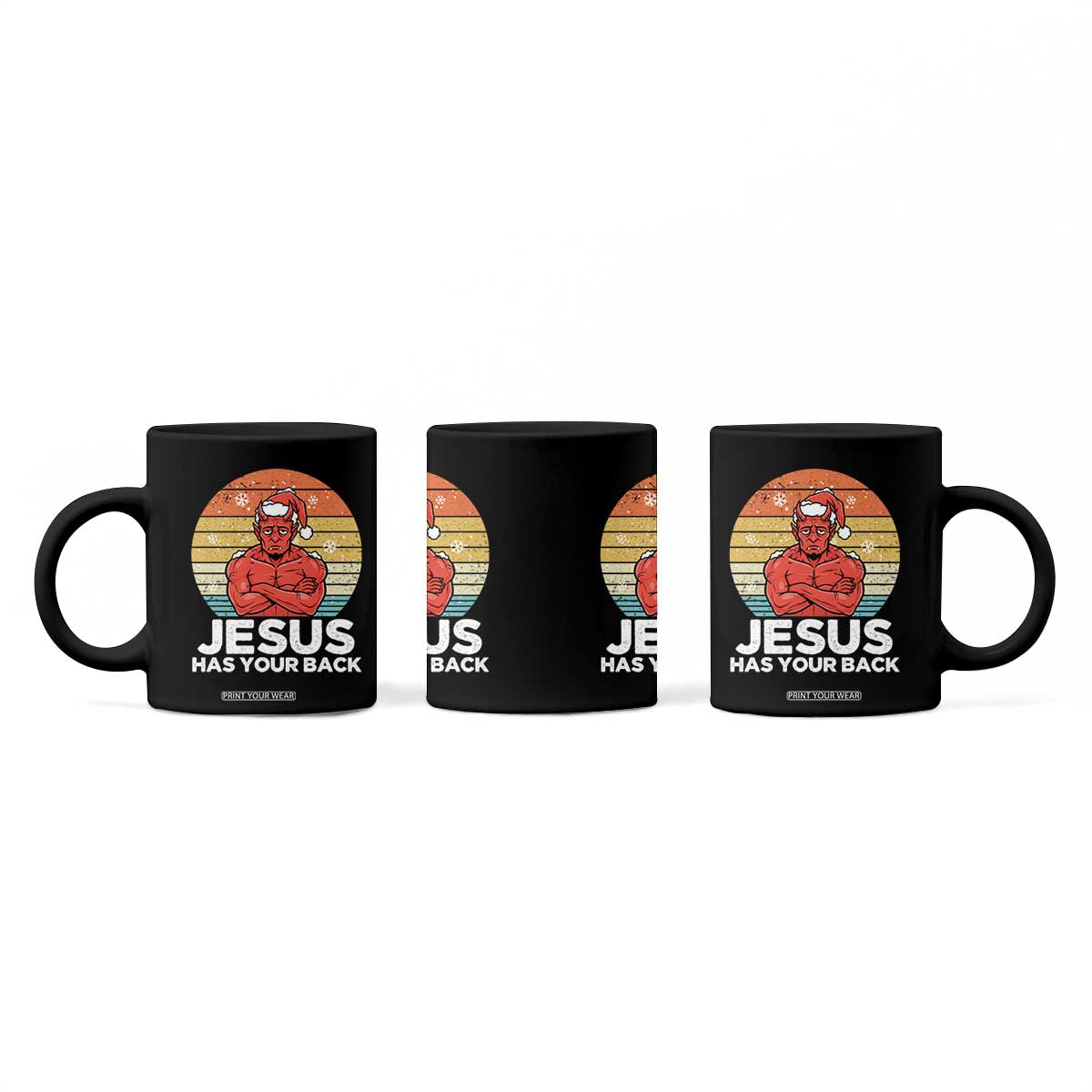 Funny Satan Christmas Coffee Mug Jesus Has Your Back TS14 Print Your Wear