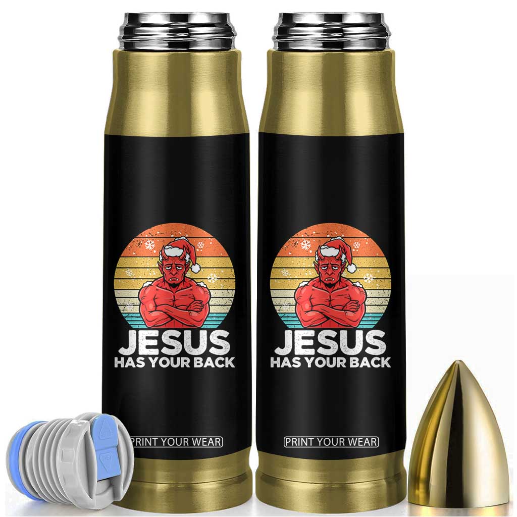 Funny Satan Christmas Bullet Tumbler Jesus Has Your Back TS14 Black Print Your Wear