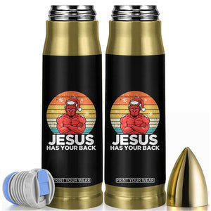 Funny Satan Christmas Bullet Tumbler Jesus Has Your Back TS14 Black Print Your Wear