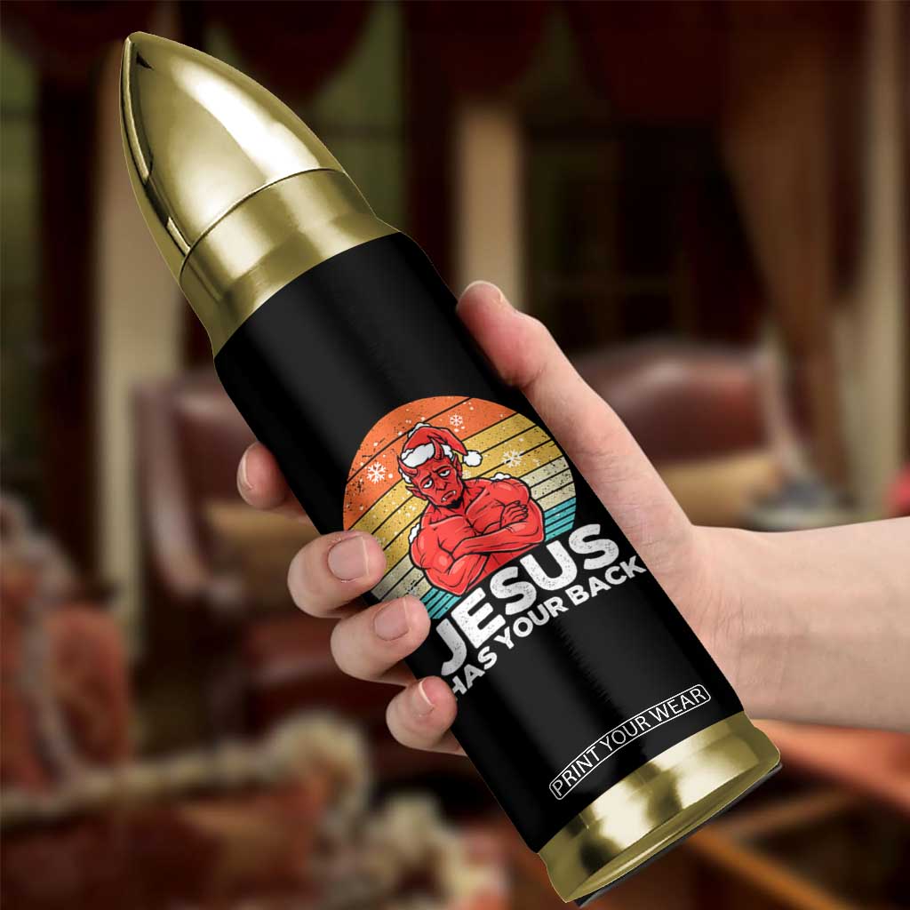 Funny Satan Christmas Bullet Tumbler Jesus Has Your Back TS14 Print Your Wear