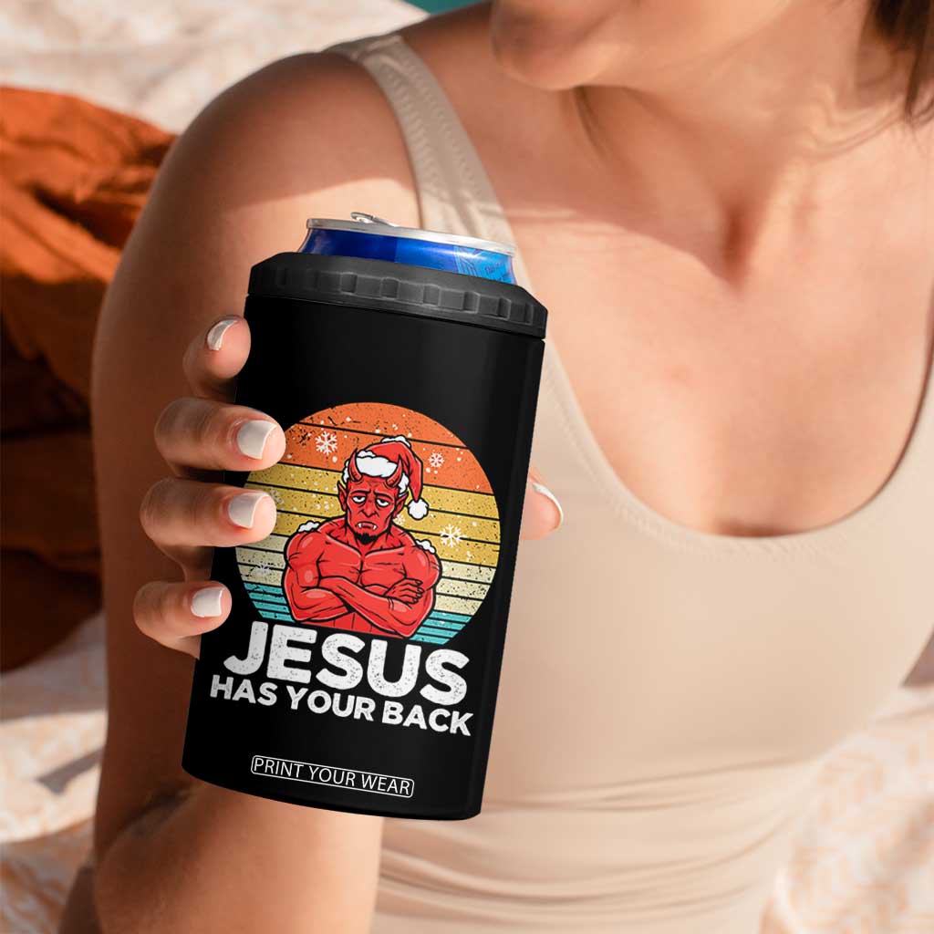 Funny Satan Christmas 4 in 1 Can Cooler Tumbler Jesus Has Your Back TS14 Print Your Wear