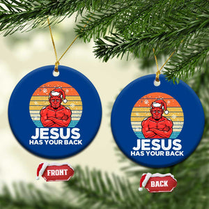 Funny Satan Xmas Ceramic Ornament Jesus Has Your Back TS14 1pc Blue Print Your Wear