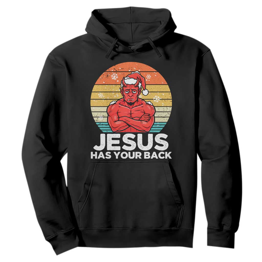 Funny Satan Christmas Hoodie Jesus Has Your Back TS14 Black Print Your Wear