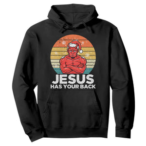 Funny Satan Christmas Hoodie Jesus Has Your Back TS14 Black Print Your Wear