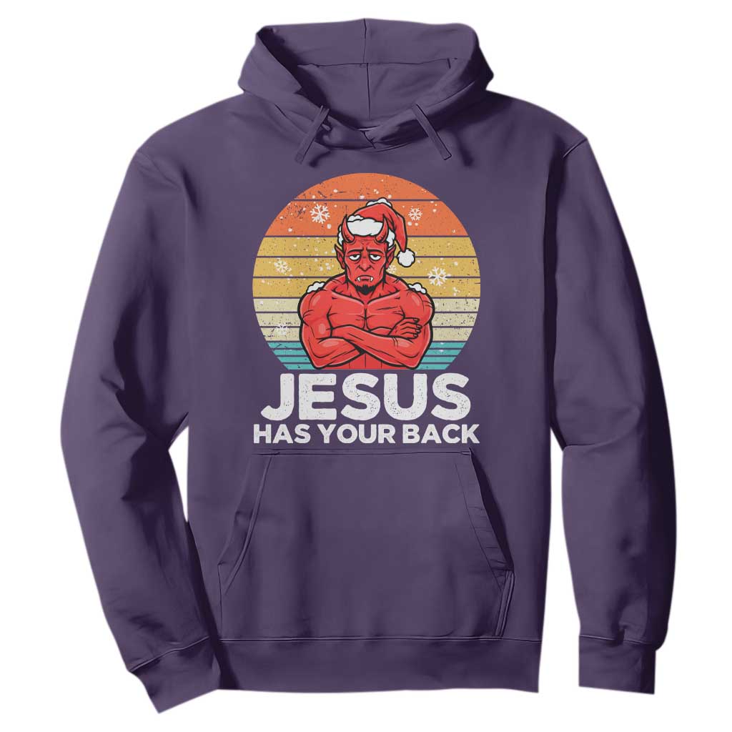 Funny Satan Christmas Hoodie Jesus Has Your Back TS14 Purple Print Your Wear