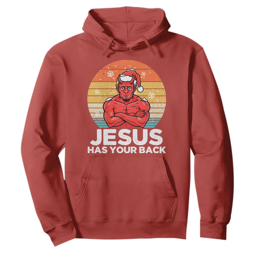 Funny Satan Christmas Hoodie Jesus Has Your Back TS14 Red Print Your Wear