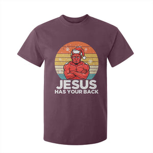 Funny Satan Christmas T Shirt For Kid Jesus Has Your Back TS14 Maroon Print Your Wear