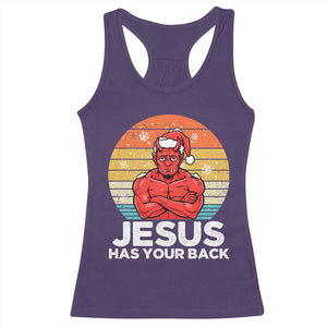 Funny Satan Christmas Racerback Tank Top Jesus Has Your Back TS14 Purple Print Your Wear
