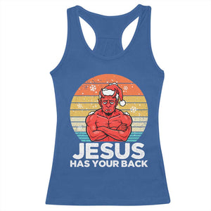 Funny Satan Christmas Racerback Tank Top Jesus Has Your Back TS14 Royal Blue Print Your Wear
