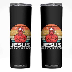 Funny Satan Christmas Skinny Tumbler Jesus Has Your Back TS14 Black Print Your Wear