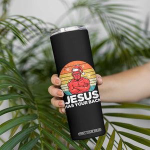 Funny Satan Christmas Skinny Tumbler Jesus Has Your Back TS14 Print Your Wear