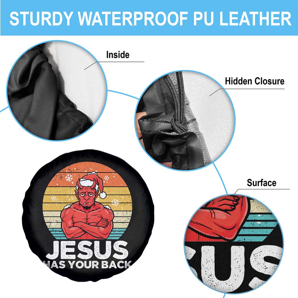 Funny Satan Christmas Spare Tire Cover Jesus Has Your Back TS14 Print Your Wear